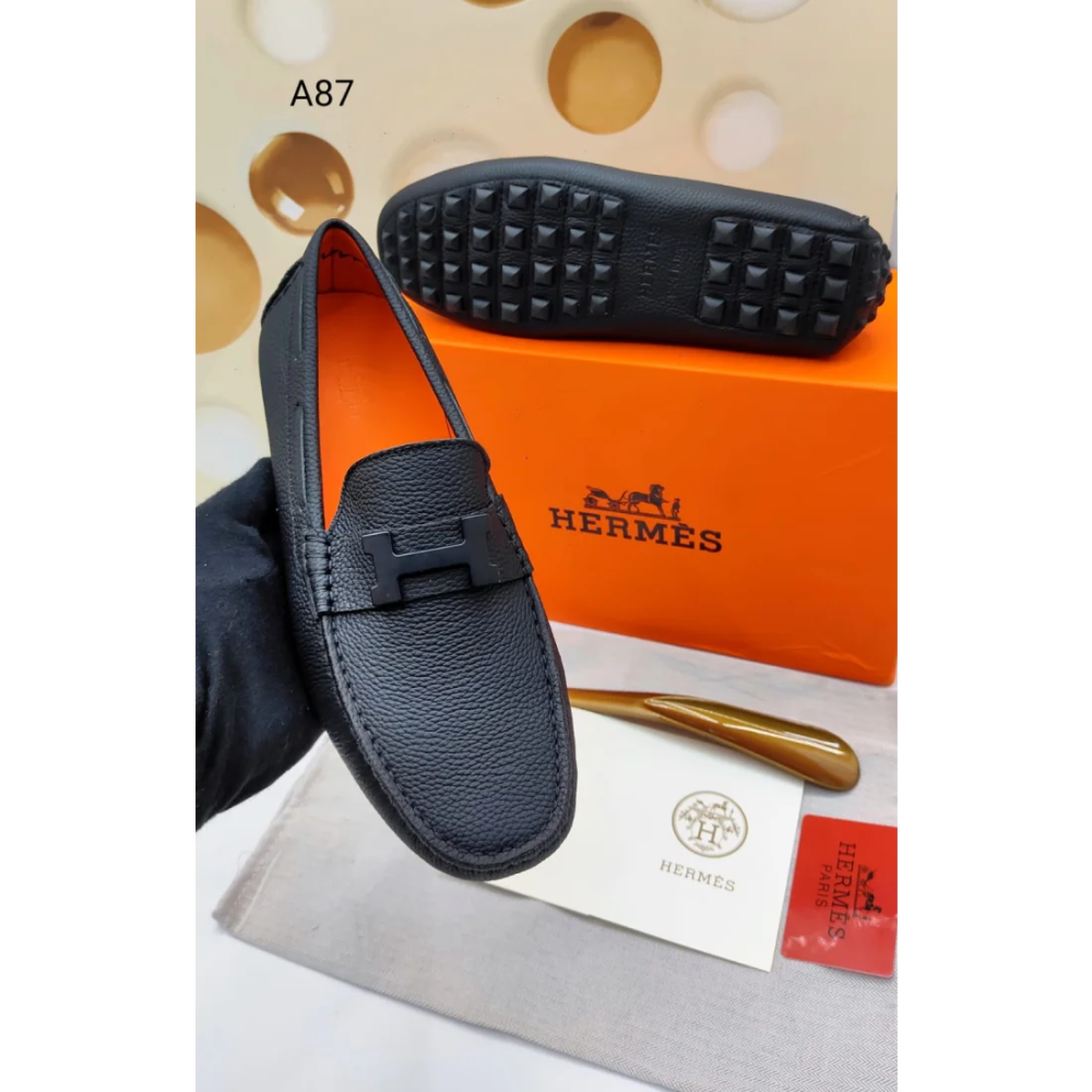 Hermes Black Premium Quality Loafers-0
