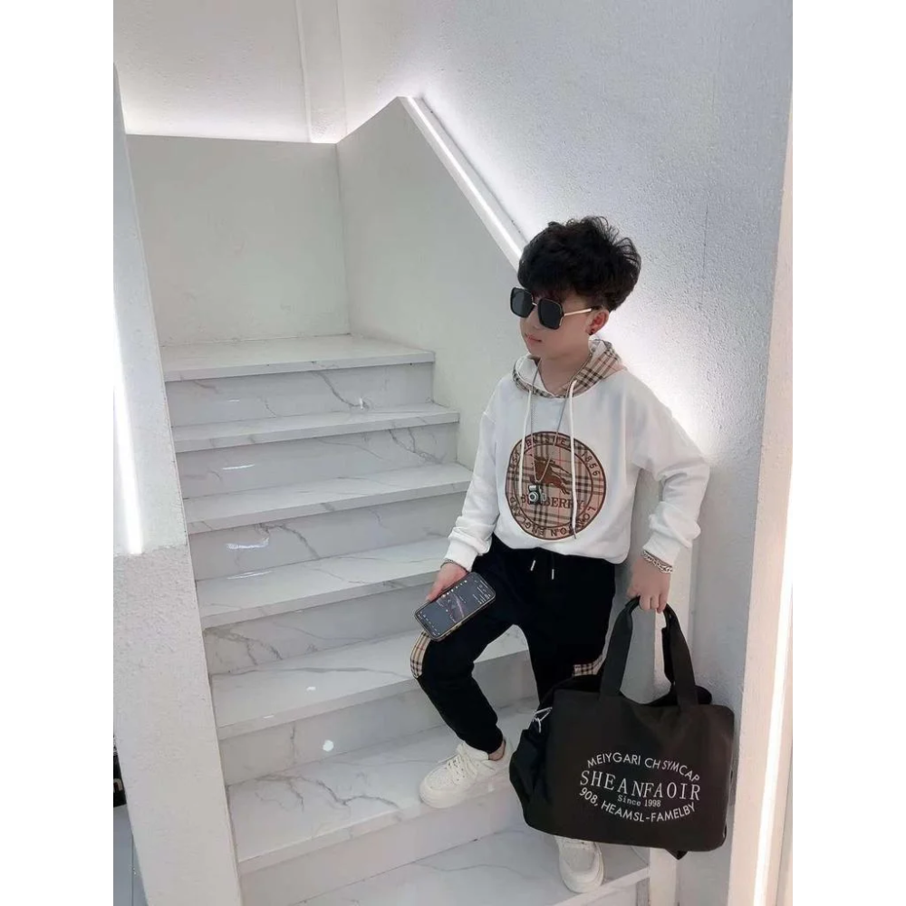 Burberry Embroidered logo Premium Quality Kids Co-Ord Set-6