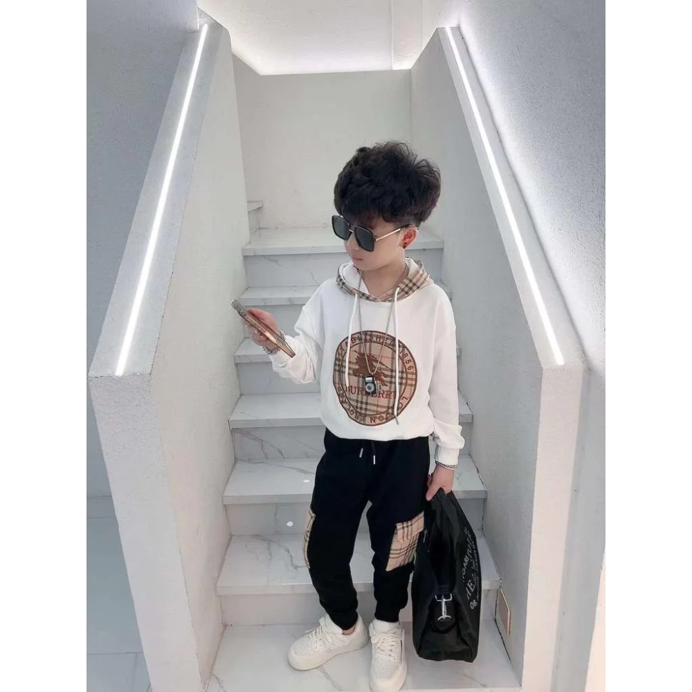 Burberry Embroidered logo Premium Quality Kids Co-Ord Set-7