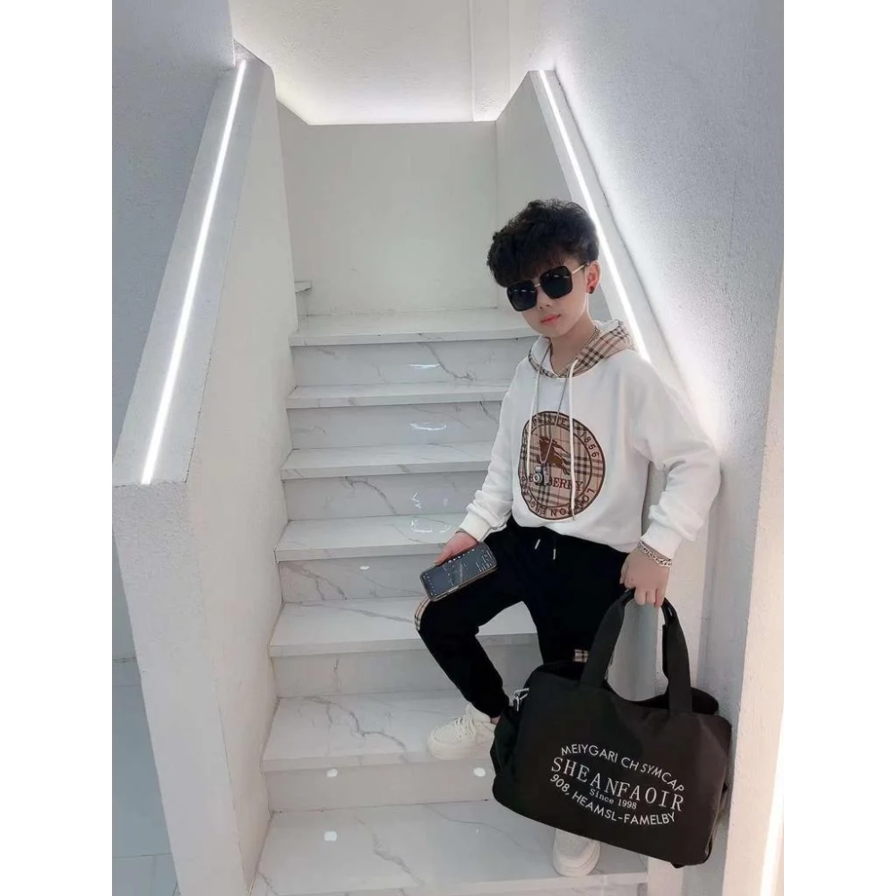 Burberry Embroidered logo Premium Quality Kids Co-Ord Set-8