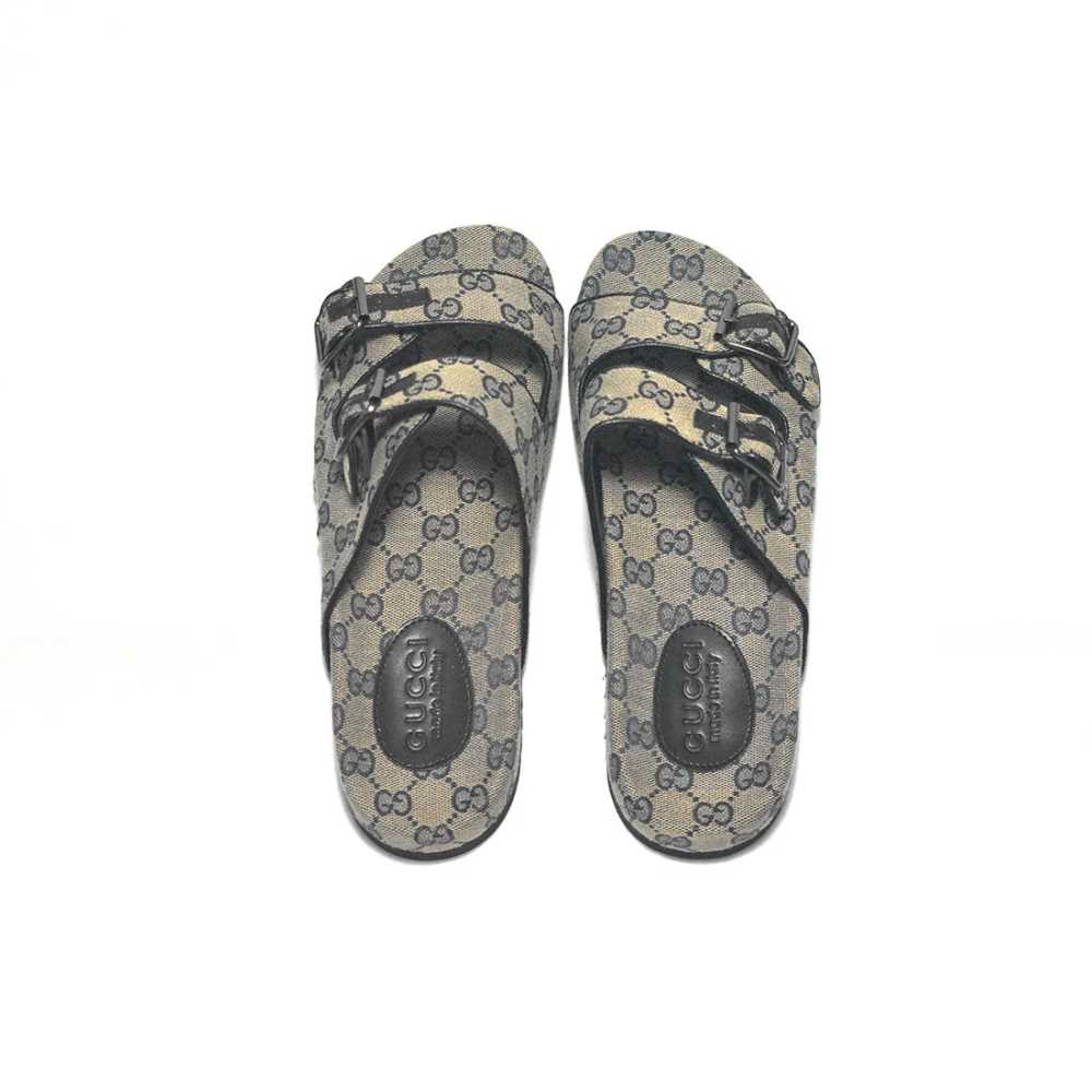 Gucci GG Canvas Cream & Black Mens Flip-flops-thumb-3