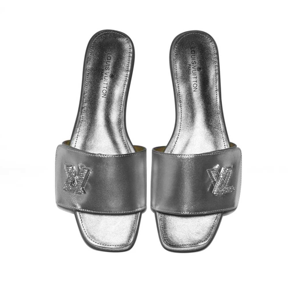 Louis Vuitton Silver Premium Women's Flat Sandals-5