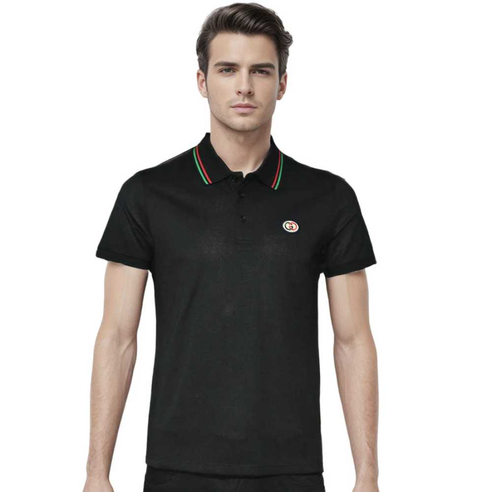 Gucci Black Premium logo Embroidered T-shirt
