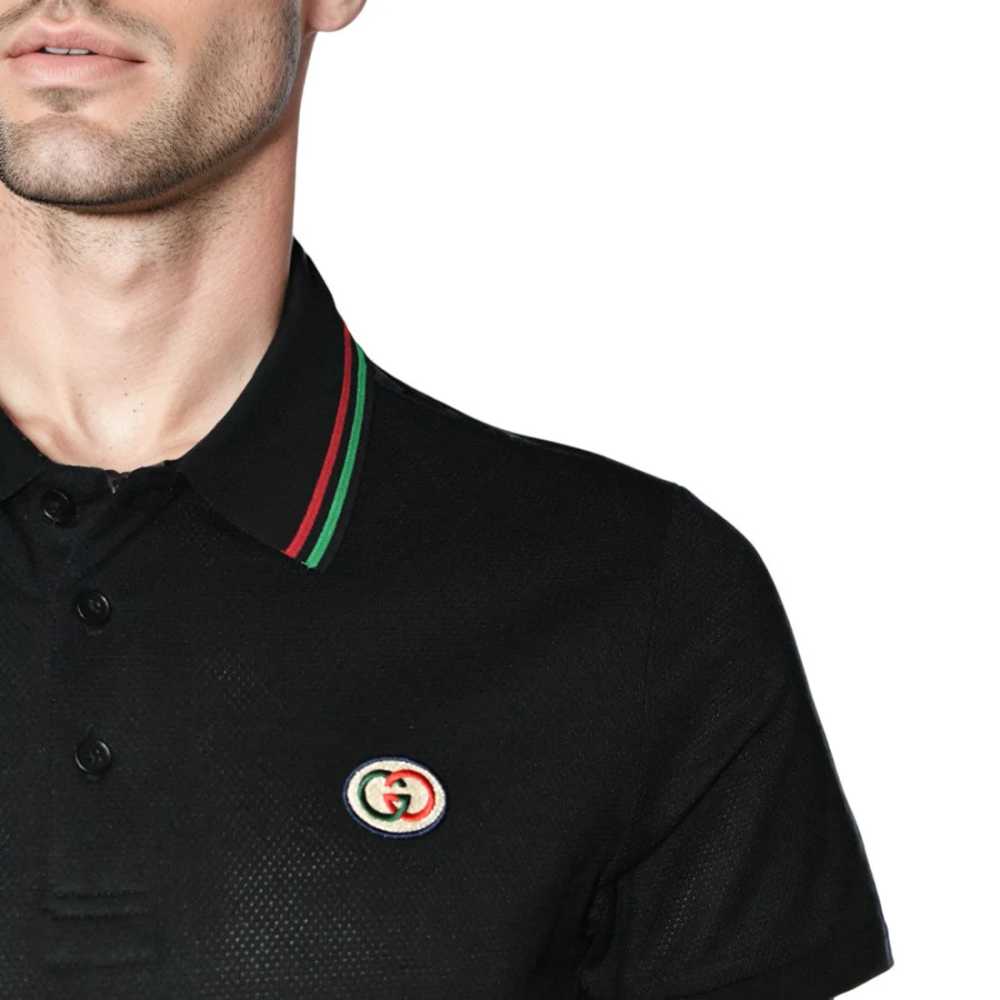Gucci Black Premium logo Embroidered T-shirt-4