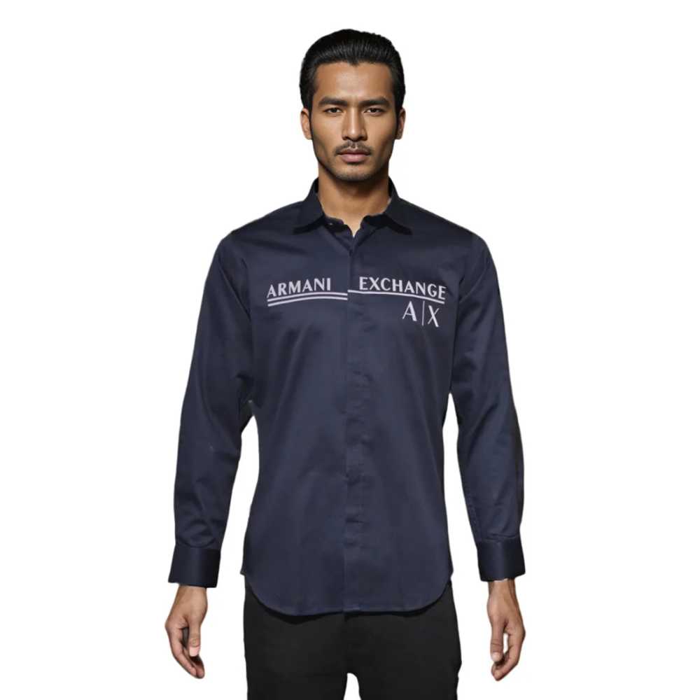 Armani Exchange Printed Navy Blue Premium Quality Men's Shirt-6