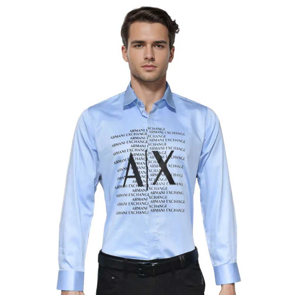 Armani Exchange Sky Blue Premium Quality Full Sleeve Shirt