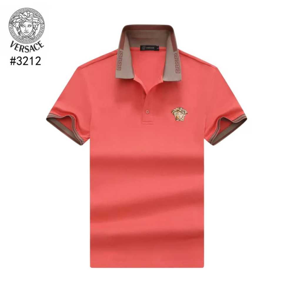 Versace Embossed logo Red Premium Polo T-shirt-thumb-6