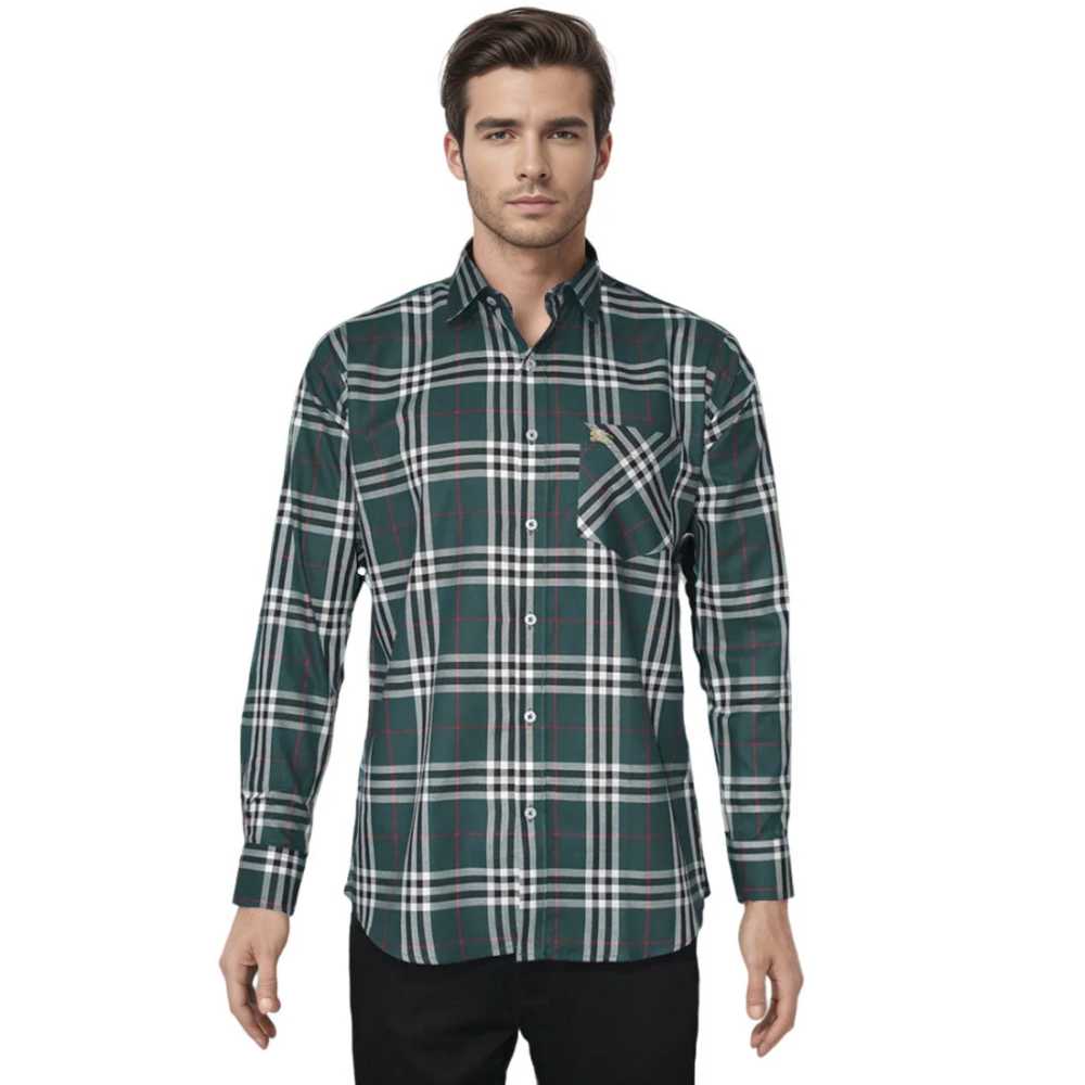 Burberry Green Premium Quality Men's Check Shirt-6