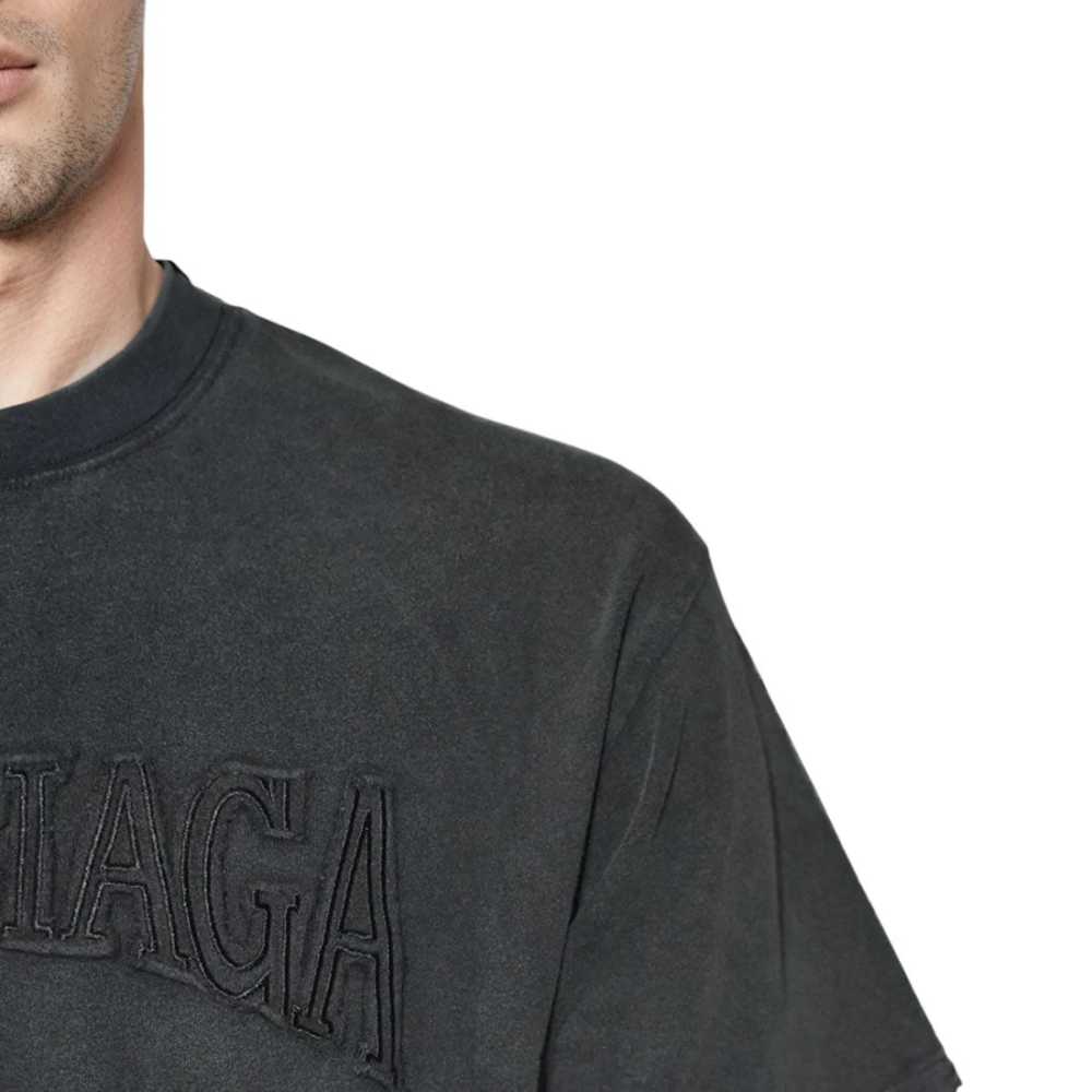 Balenciaga Embossed Print Black Premium T-shirt-4