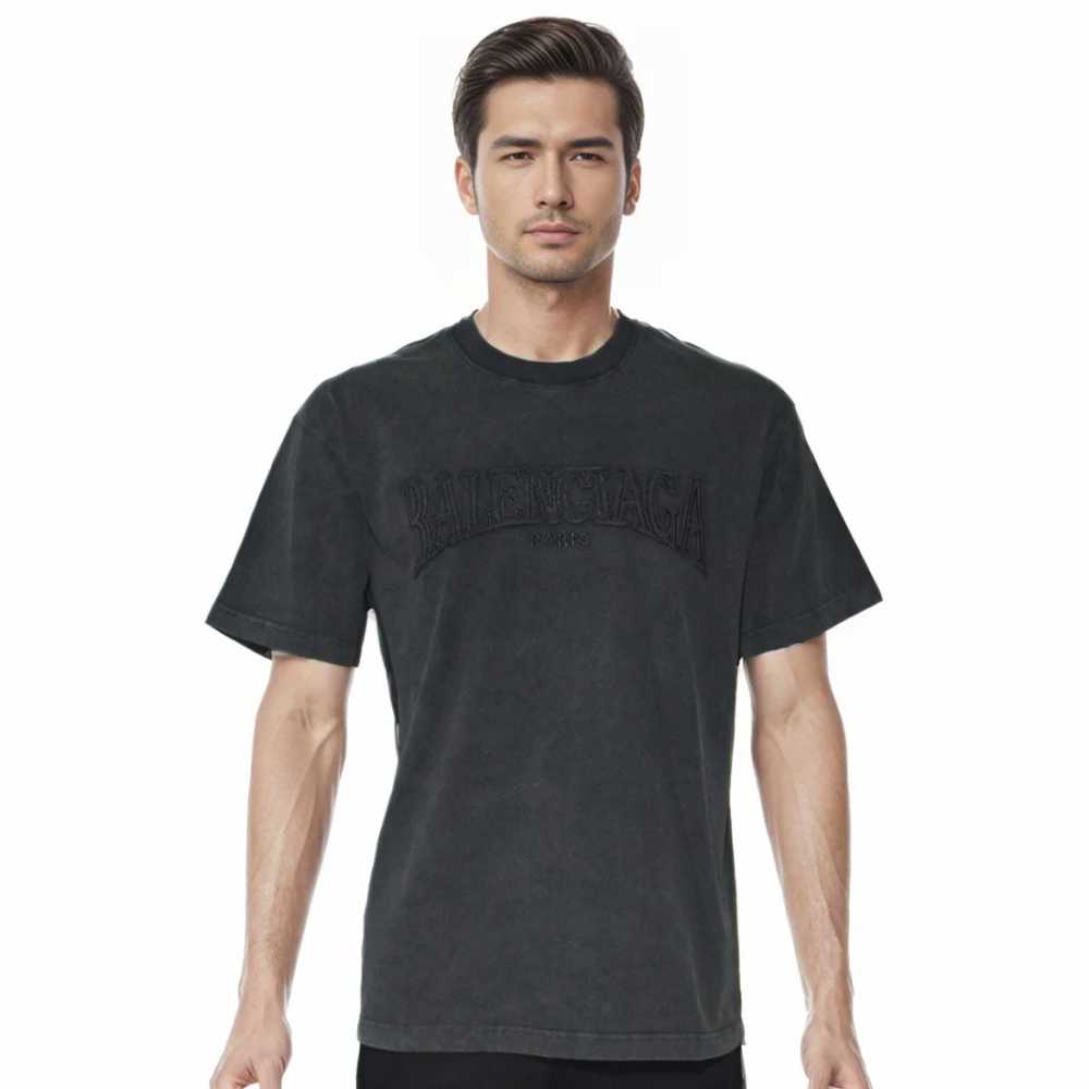 Balenciaga Embossed Print Black Premium T-shirt-0