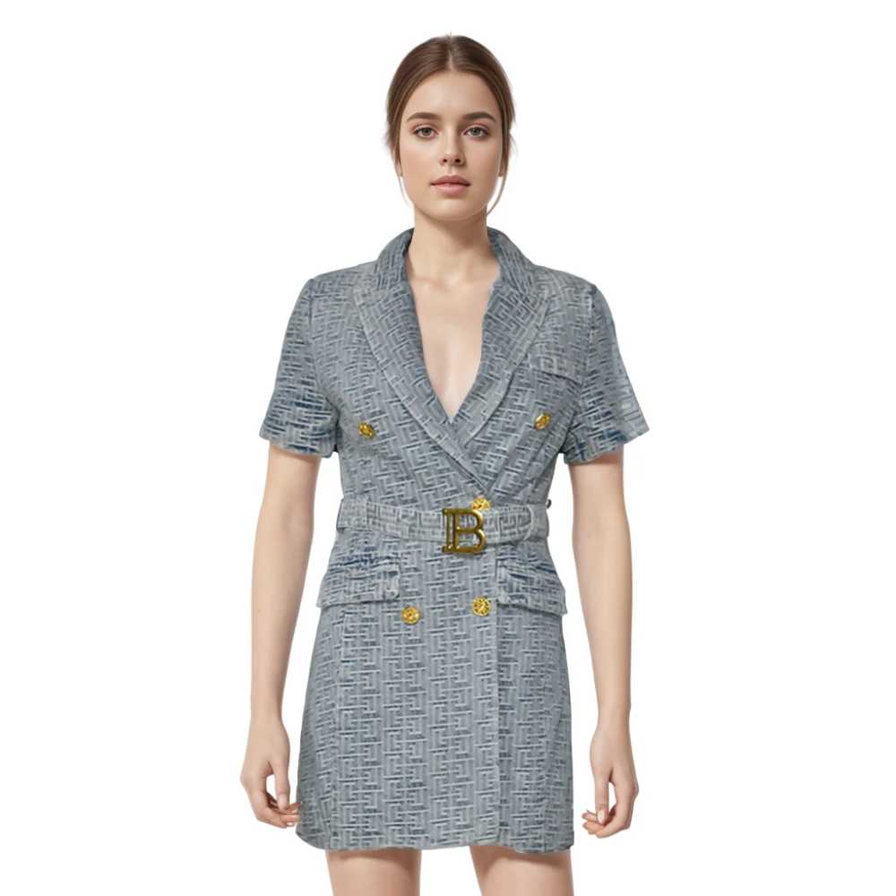 Balmain Blue Premium Quality Dress-thumb-0