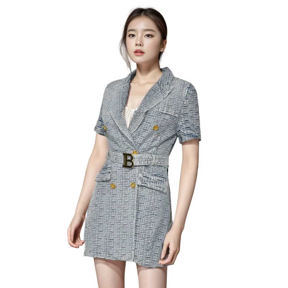 Balmain Blue Premium Quality Dress-thumb-1