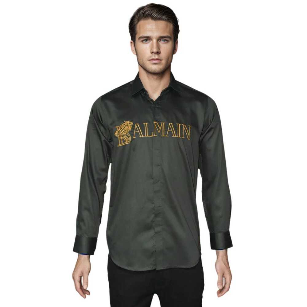 Balmain Green Premium Quality Long Sleeve Shirt-thumb-5