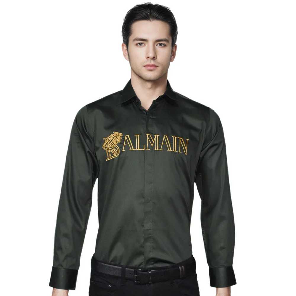 Balmain Green Premium Quality Long Sleeve Shirt