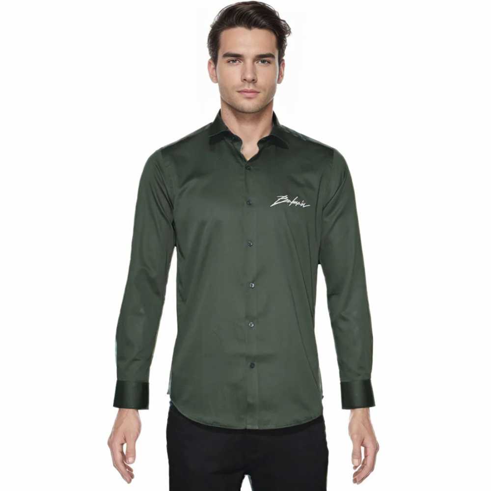 Balmain Green Premium Quality Slim Fit Formal Men's Shirt-6