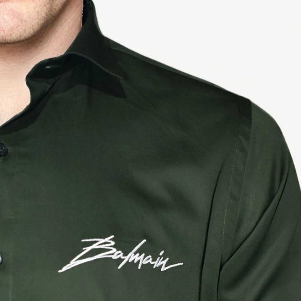 Balmain Green Premium Quality Slim Fit Formal Men's Shirt-4