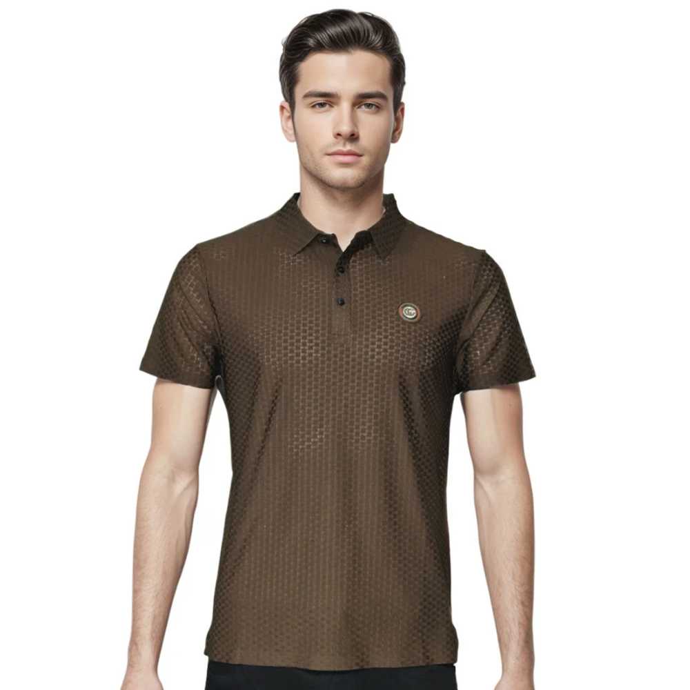 Gucci Embroidered logo Brown Premium Polo T-shirt-0