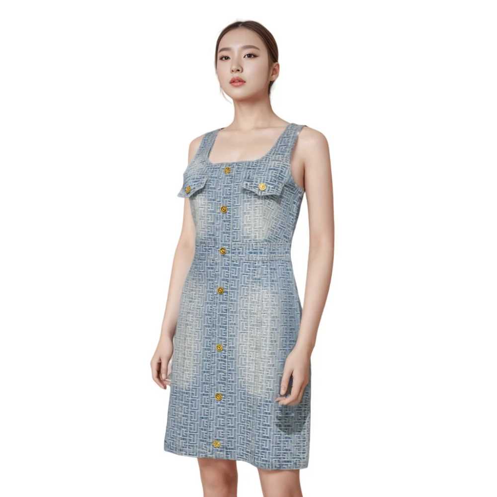 Balmain Paris Blue Premium Quality Dress-thumb-1