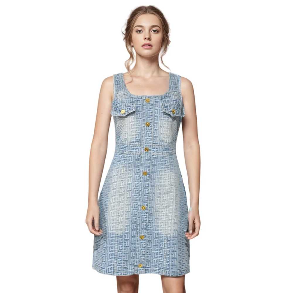 Balmain Paris Blue Premium Quality Dress-thumb-0