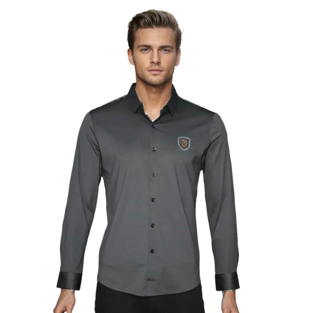 Giorgio Armani Embroidered Logo Grey Premium Shirt-0