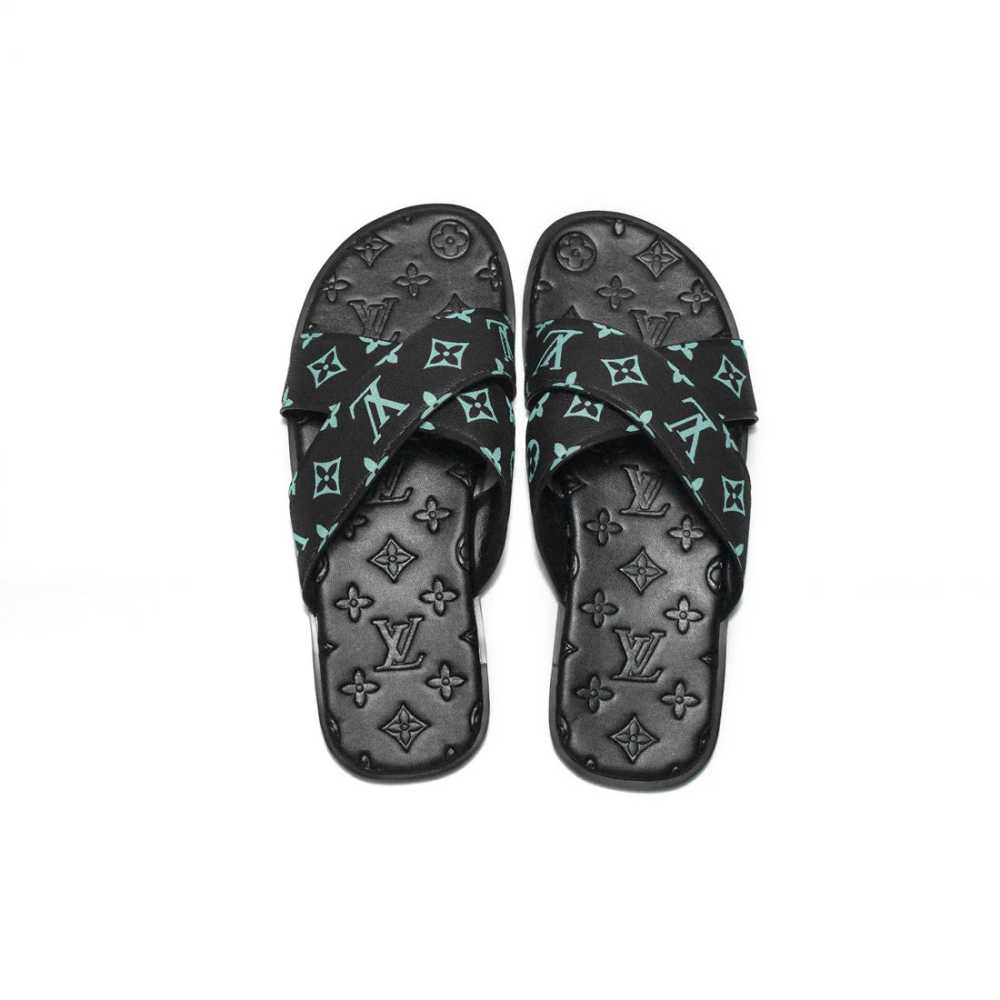Louis Vuitton Black & Blue Premium Quality Men's Flip-flops-3