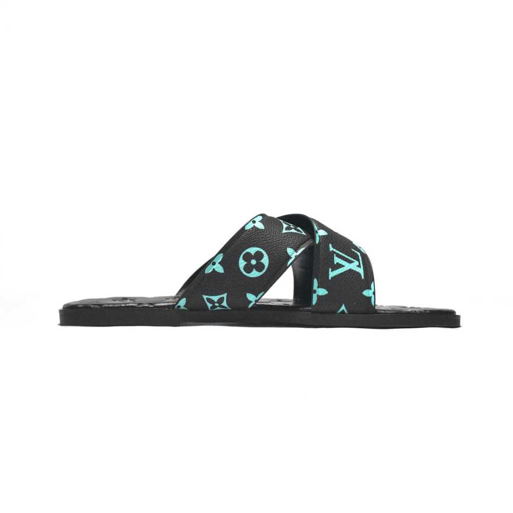 Louis Vuitton Black & Blue Premium Quality Men's Flip-flops-2