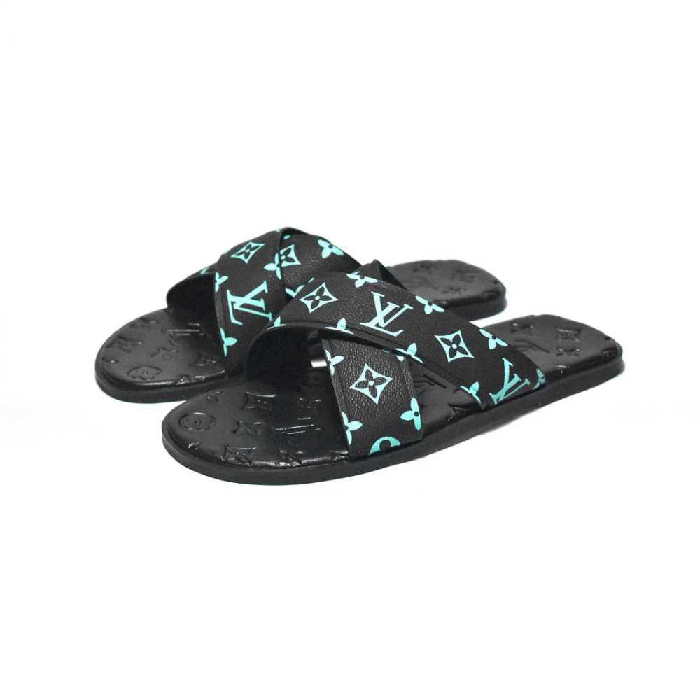 Louis Vuitton Black & Blue Premium Quality Men's Flip-flops