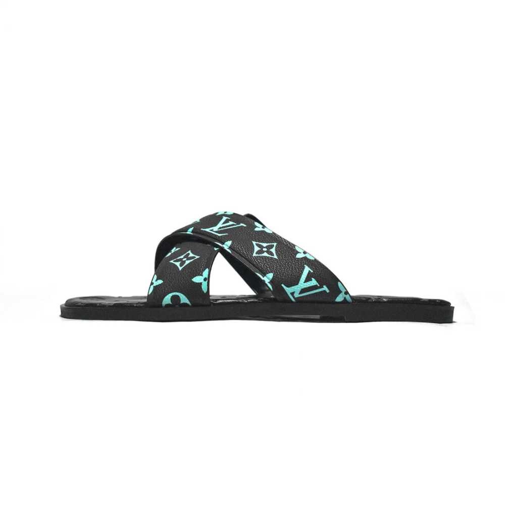 Louis Vuitton Black & Blue Premium Quality Men's Flip-flops-1