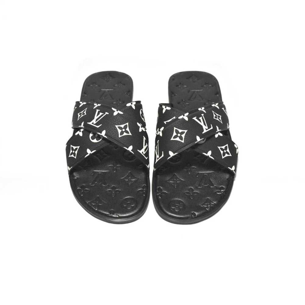 Louis Vuitton Black & White Premium Quality Men's Flip-Flops-4