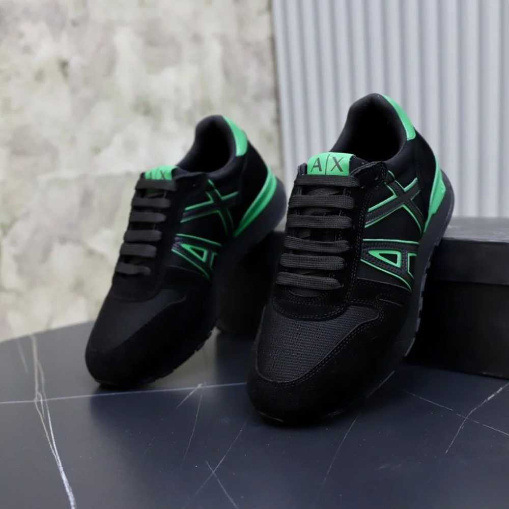 Armani Exchange Black & Green Premium Quality Sneakers-1