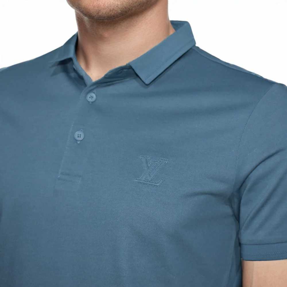 Louis Vuitton Embroidery Logo Blue Premium T-shirt-2