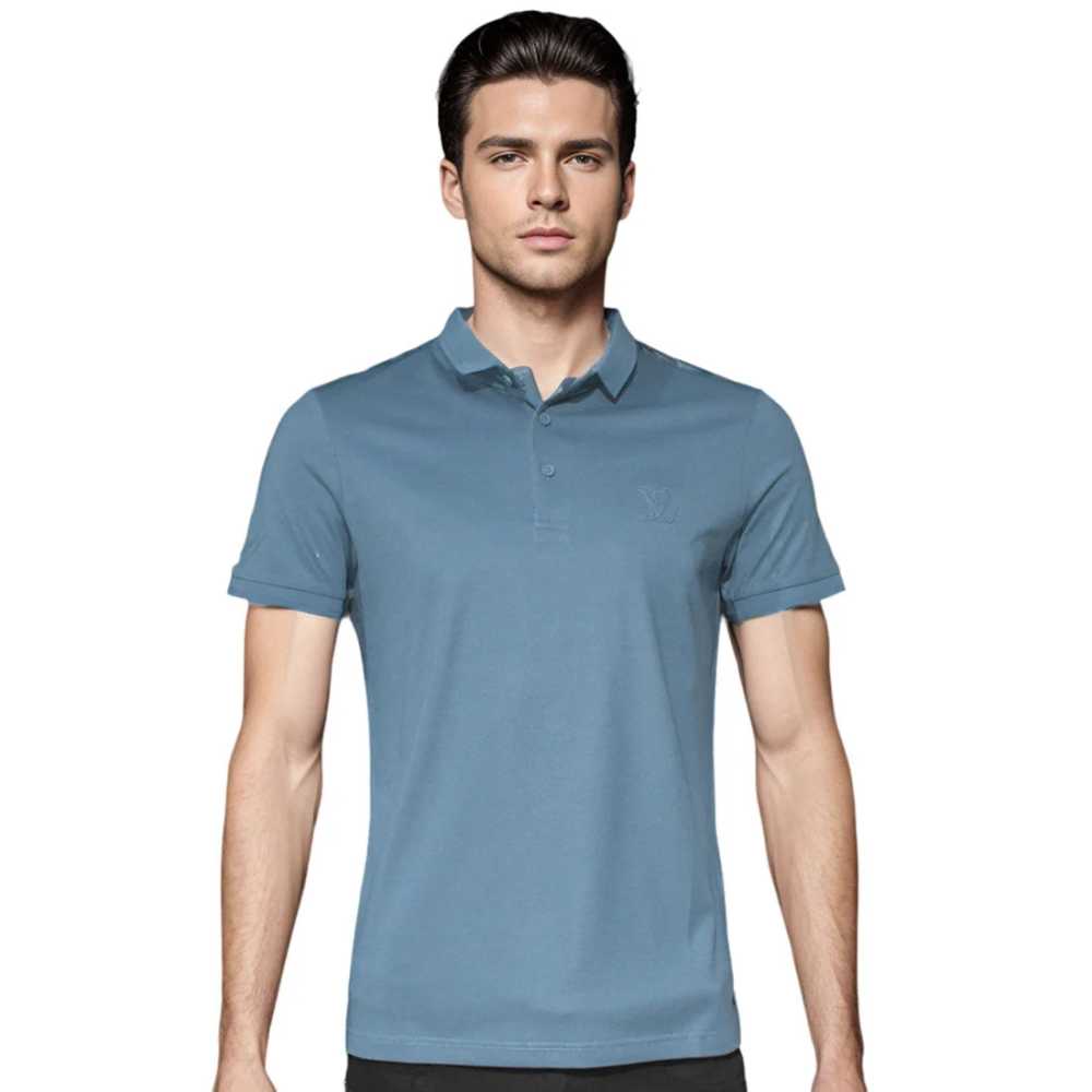 Louis Vuitton Embroidery Logo Blue Premium T-shirt