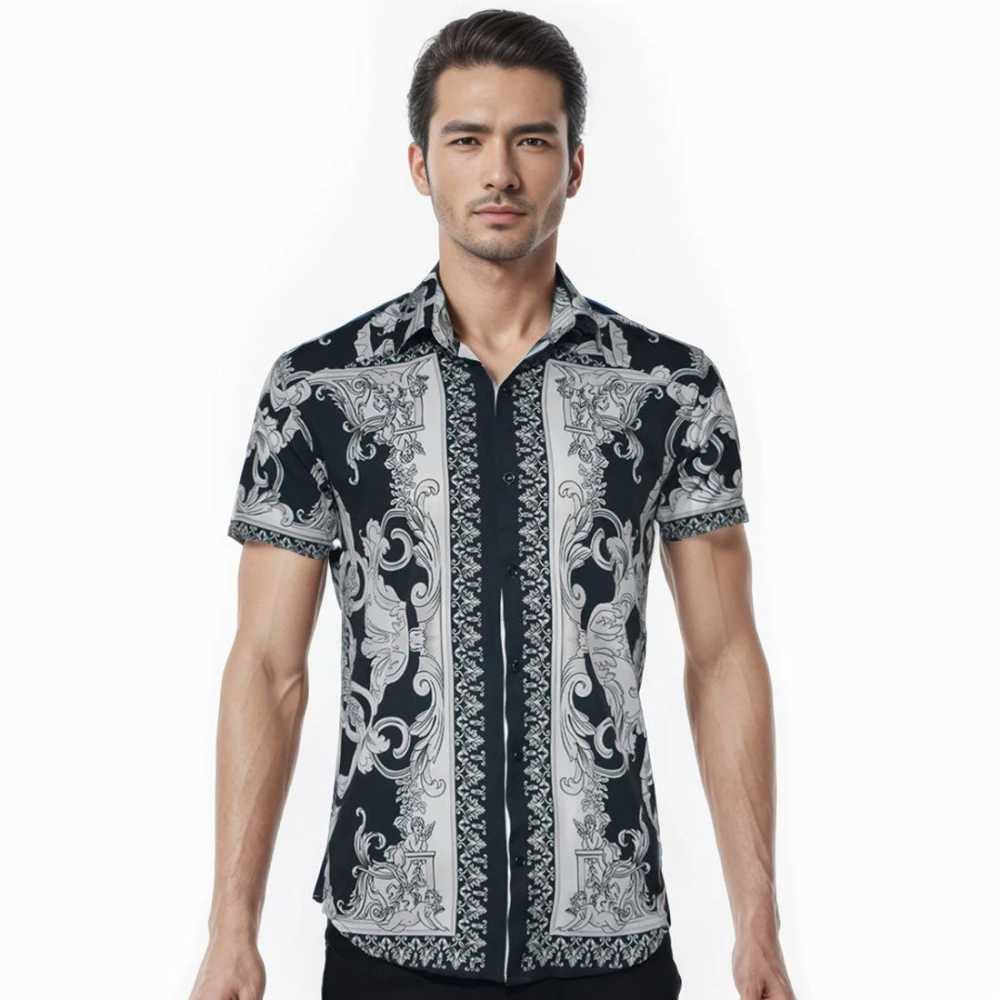 Versace Silver Baroque Drop Shoulder Premium Quality Shirt-0