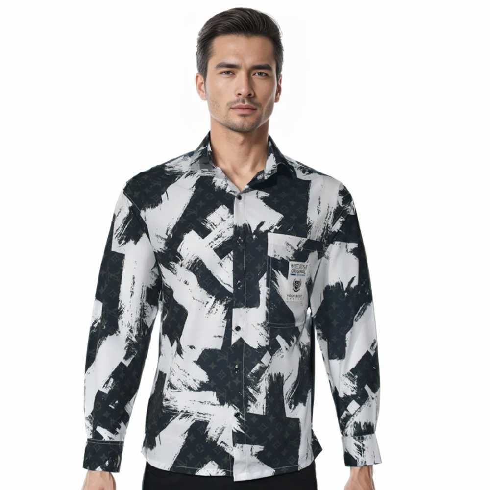 Louis Vuitton Black & White Premium Quality Designer Shirt