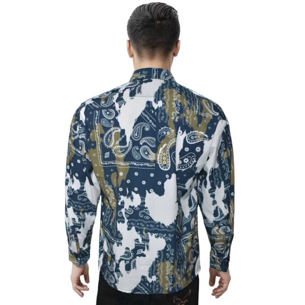 Amiri White & Blue Printed Premium Quality Designer Shirt-1