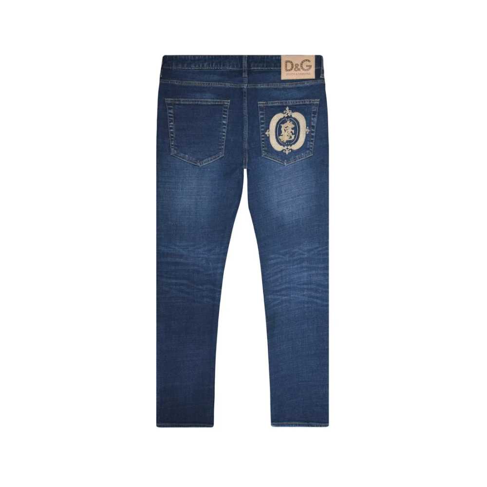 Dolce & Gabbana Dark Blue Ripped Denim Jeans-5