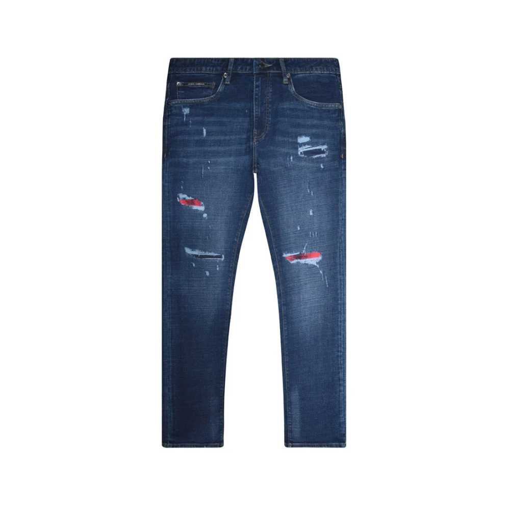 Dolce & Gabbana Dark Blue Ripped Denim Jeans