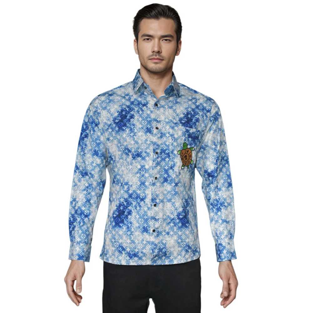 Louis Vuitton Blue Premium Quality Designer Shirt-6
