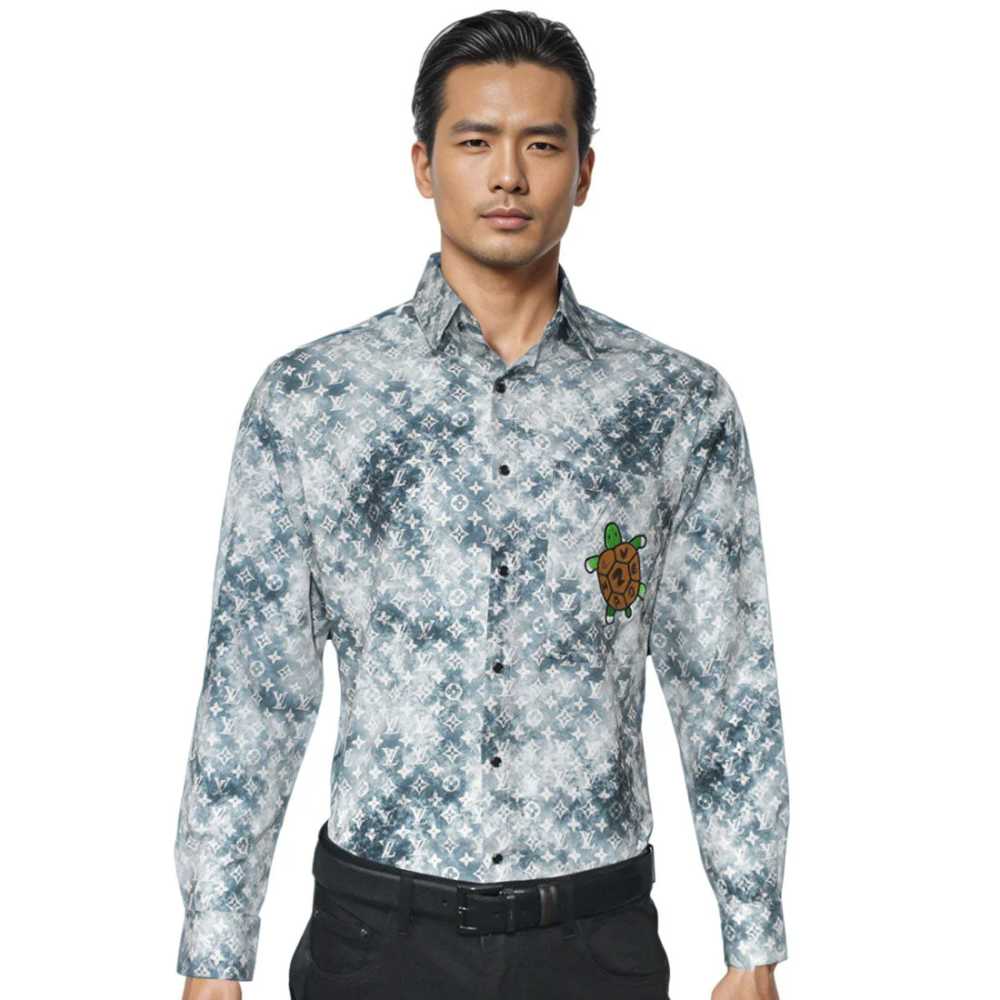 Louis Vuitton Green Premium Quality Designer Shirt-0