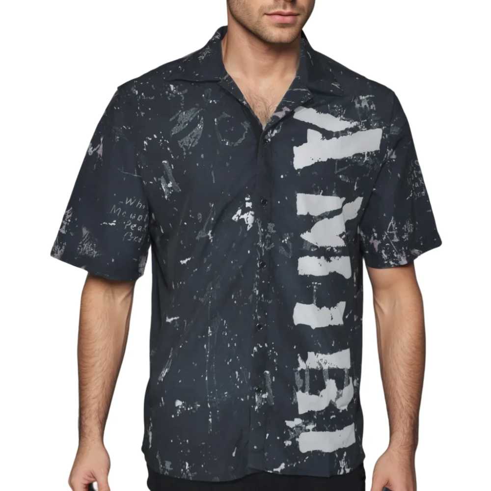 Amiri Black Army Stencil Camp Shirt-3