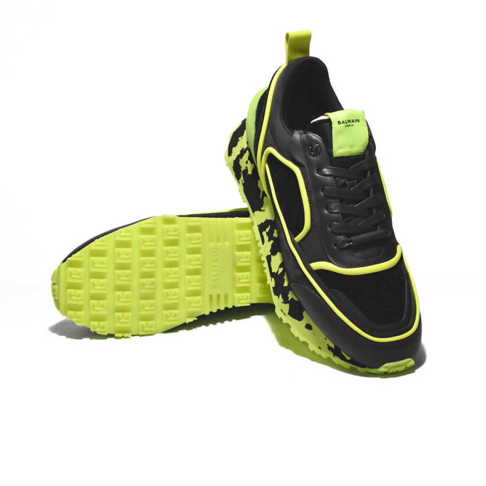 Balmain Black & Green Premium Quality Sneakers-5