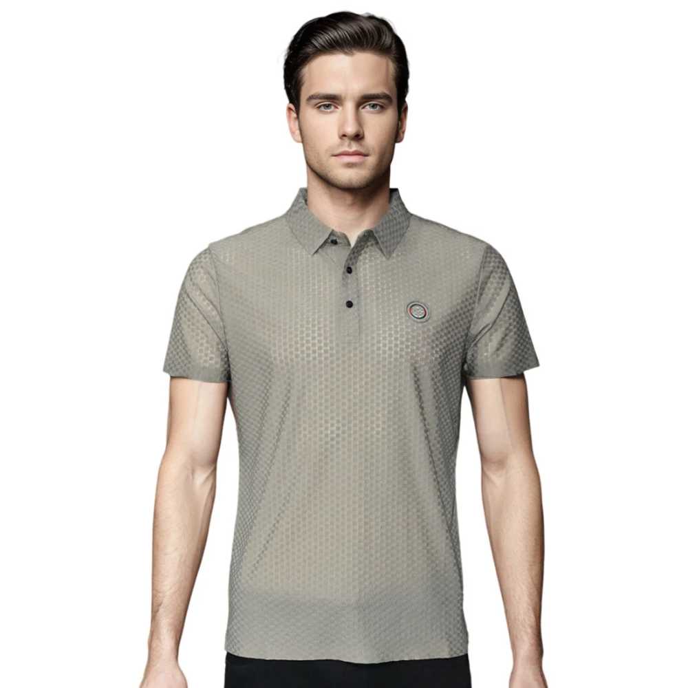 Gucci Embroidered logo Olive Grey Premium Polo T-shirt