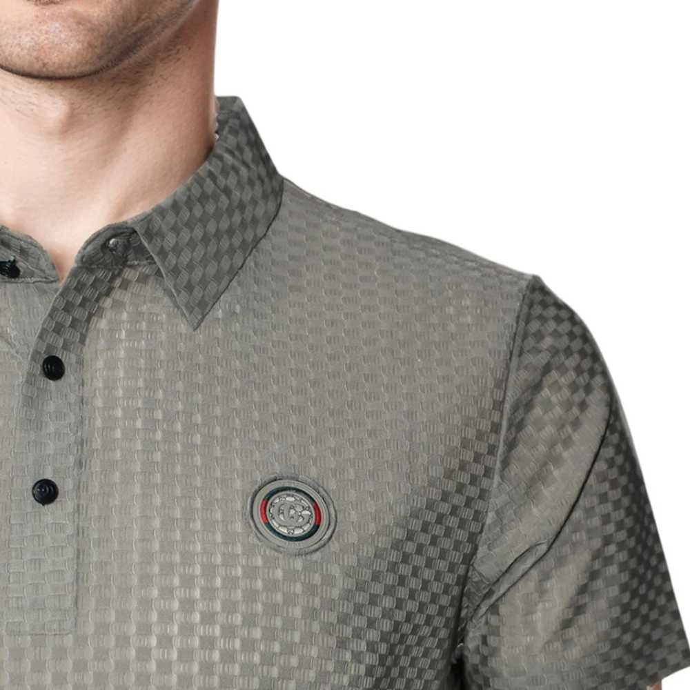 Gucci Embroidered logo Olive Grey Premium Polo T-shirt-3