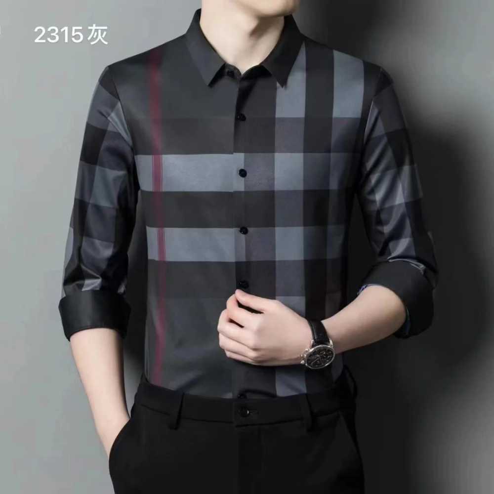 Burberry Grey Check Premium Quality Men's Shirt-thumb-0