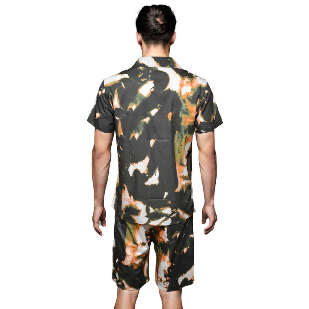 Amiri Fashion Printing Premium Quality Men's Short Sleeve Shirt & Shorts Combo-thumb-1