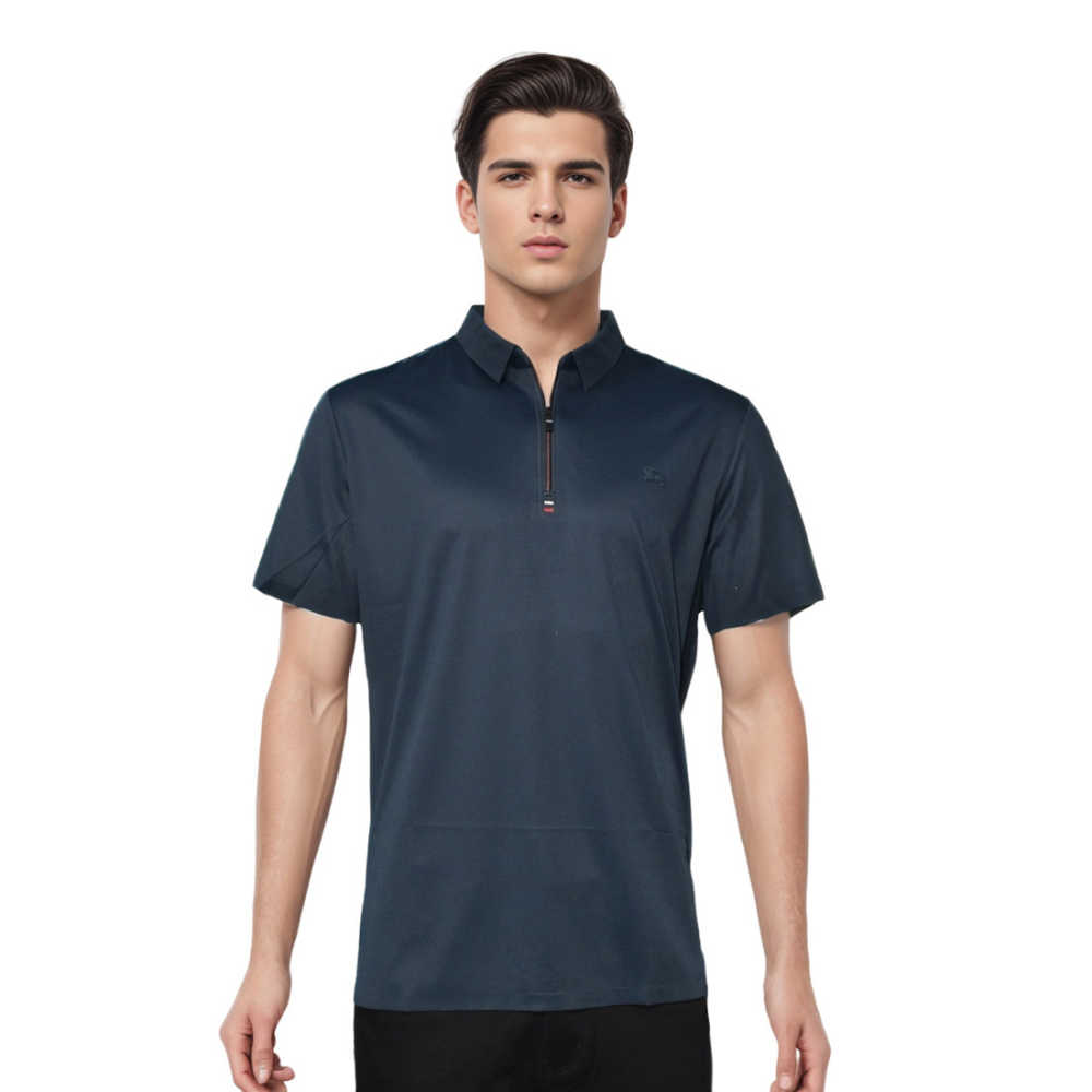 Burberry Embossed Logo Navy Blue Premium Quality Polo T-shirt