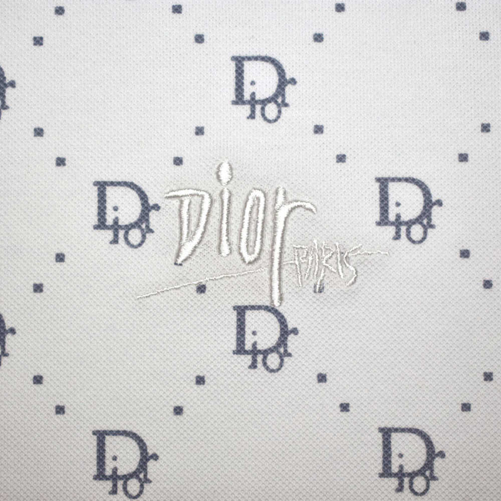 Dior Printed White Premium Quality Polo Tees-thumb-3