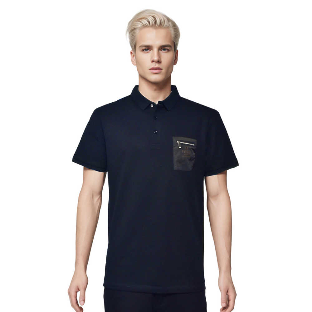 Fendi Blue Premium Zip Pocket T-shirt