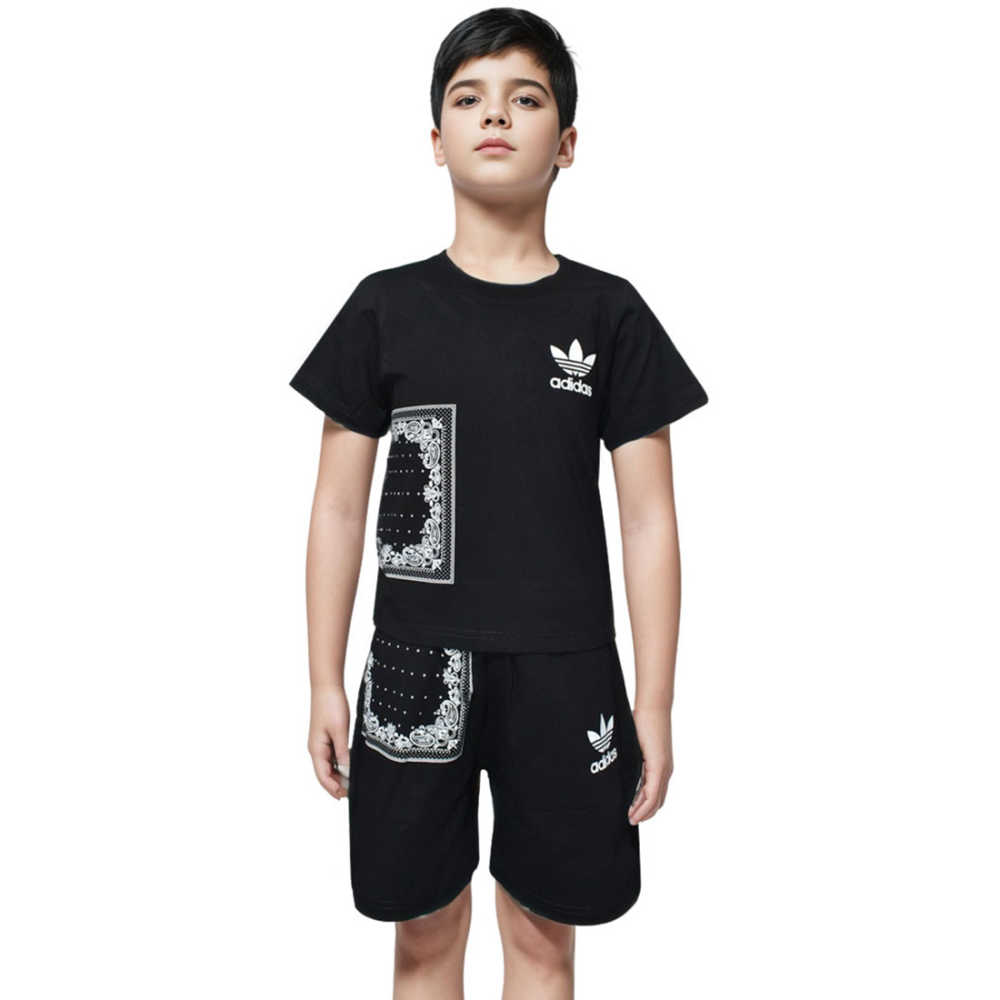 Adidas Embossed logo Black Premium Kids Co-ord Set