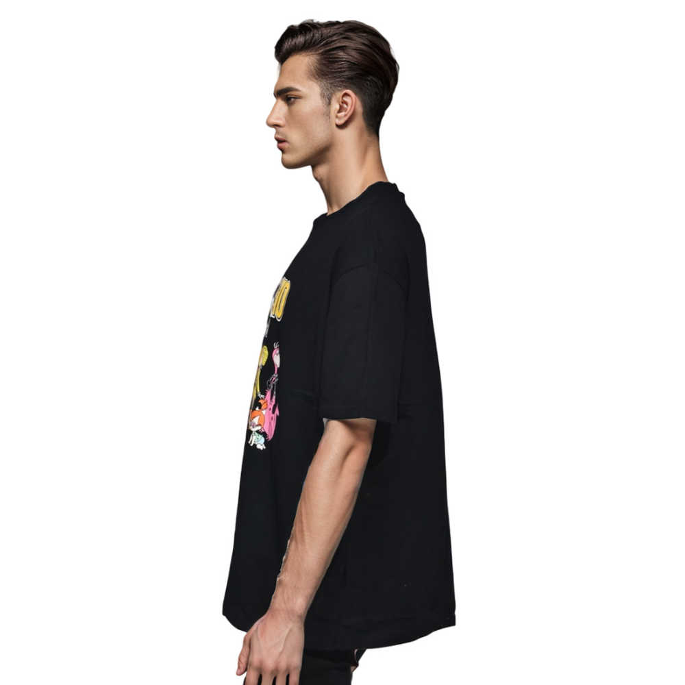 Moschino Couture Flintstone Print Black T-shirt-thumb-2